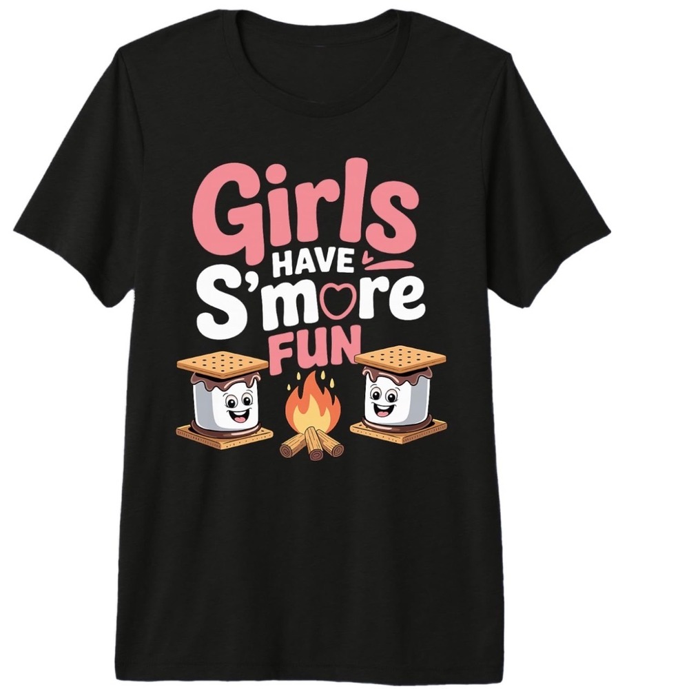 NEW Gildan Graphic Tee Kids 3T Black Girls Have Smore Fun Camping Shirt fun